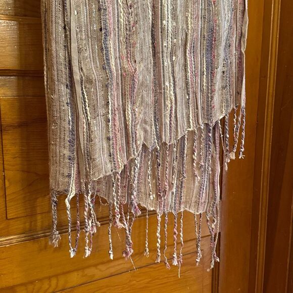 ALDO Sparkly Metallic Pink Purple Boho Bohemian Scarf Women’s - Picture 3 of 7